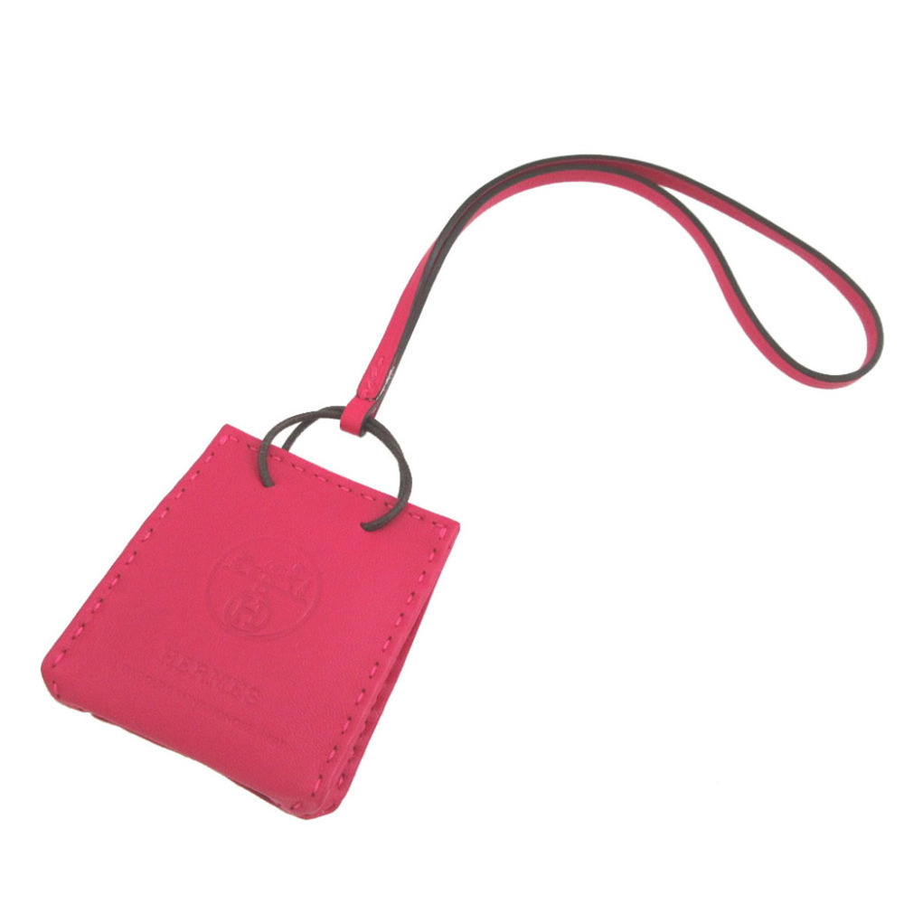 Hermes Sac Orange Y stamp (2020 production) Agneau Milo Rose Mexico Keychain ...